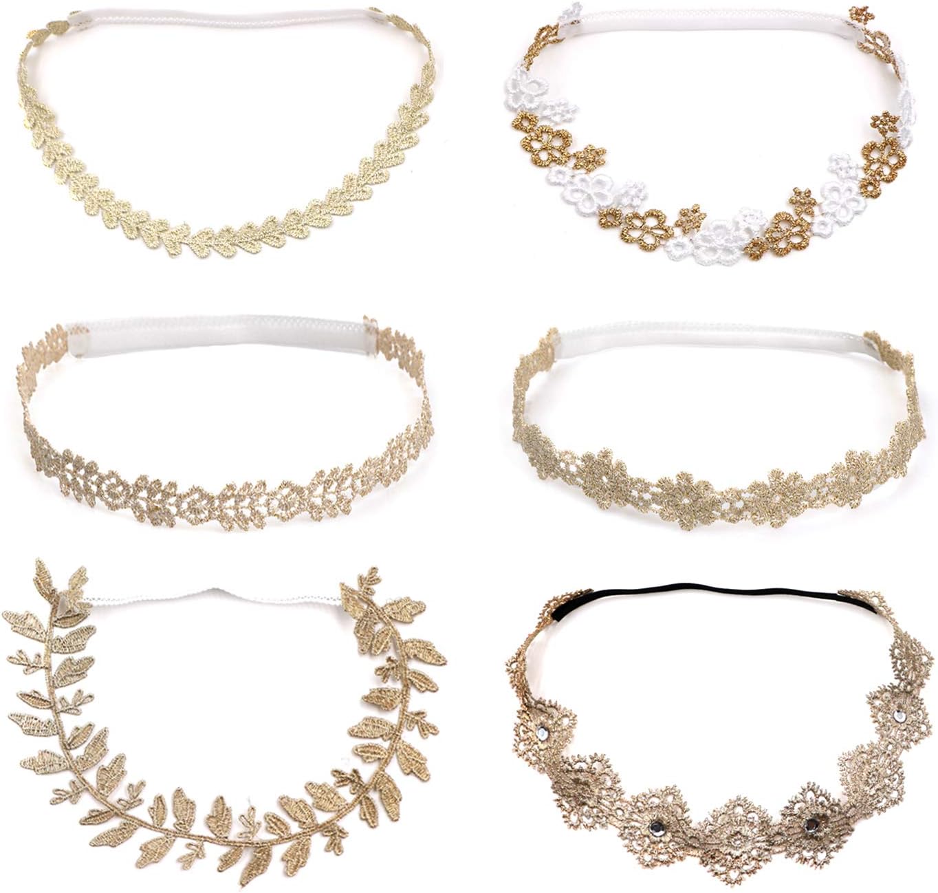 6pcs Lace Floral Headbands for Baby Girl Elastic Flower Bows Hair Bands Beautiful Kid Girl Hairbands Hair Accessories