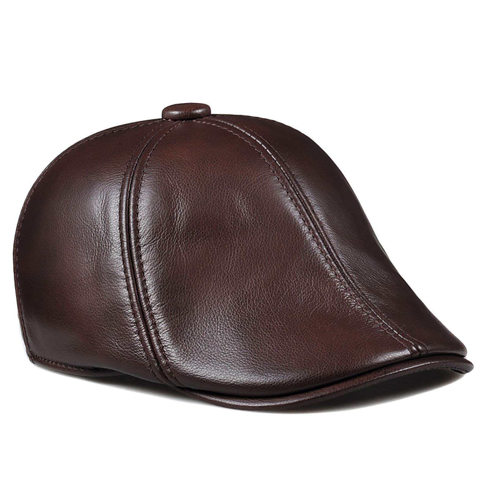 Chapeau cuir de vachette d'hiver homme avec cache-oreille ajustable
