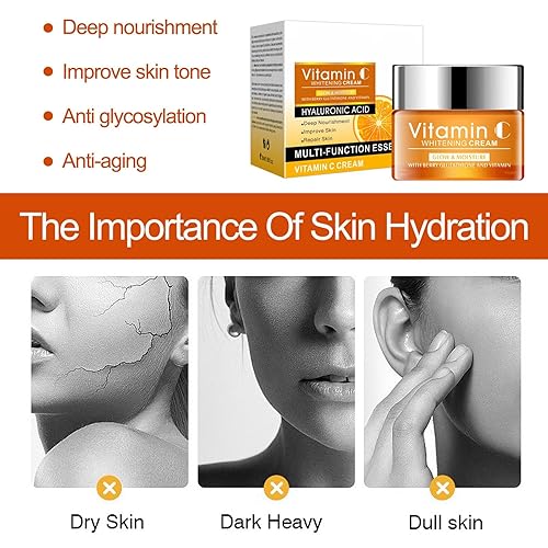 Miniatura 5 de Crema de vitamina C, crema facial de vitamina C con vitamina C hidratante facial para mujeres, antienvejecimiento y arrugas, crema facial de ácido