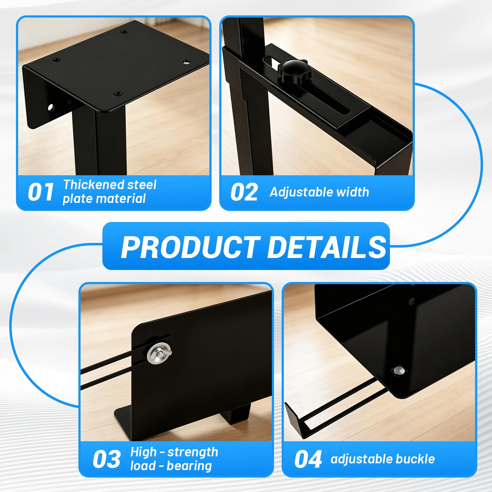 Supporto per PC CPU Regolabile Sotto Scrivania, supporto PC per 30-50 cm, supporto a parete per computer in acciaio al carbonio, supporto PC sotto il tavolo per case del computer, fino a 30 kg