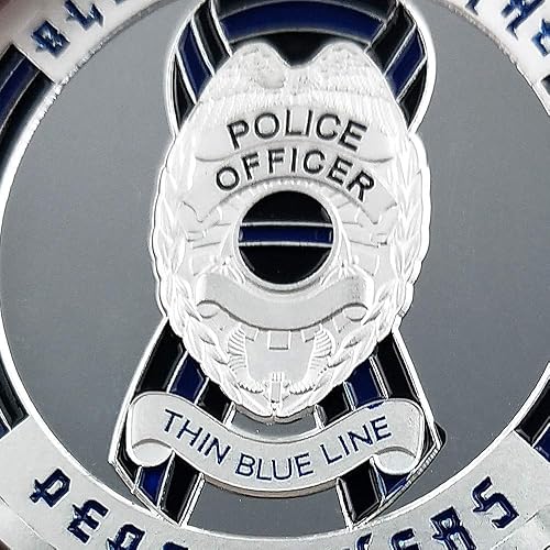 Miniatura 3 de Moneda de desafío de aplicación de la ley delgada línea azul oficial de policía moneda militar