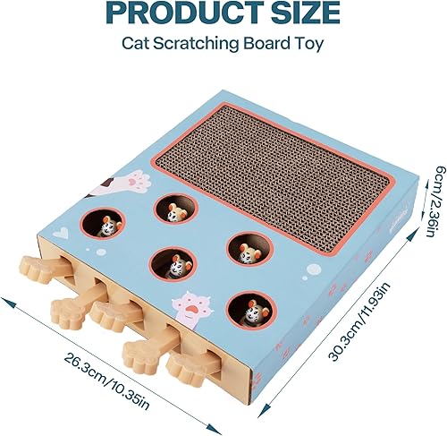 Miniatura 7 de Pawise Fun Plus Play Rascador  Juguete interactivo para gatos con almohadilla para rascar, agujeros para mirar y patas deslizantes, caja de