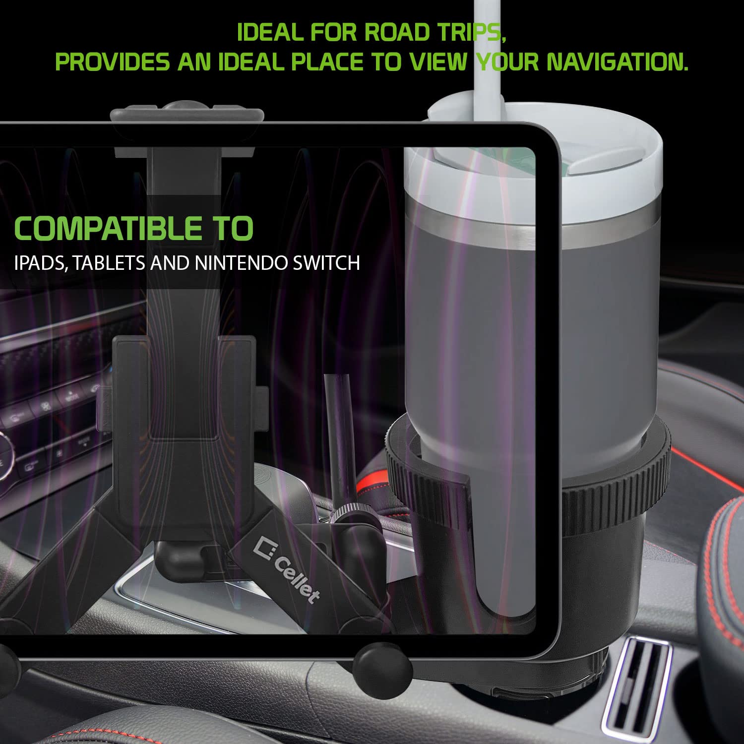 Cellet Tablet Mount with a Cup Holder Base Compatible for Apple iPad