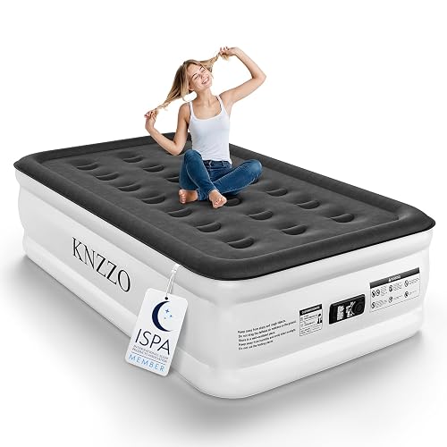 KNZZO Twin Air Mattress with Built-in Pump, 18" Top Inflatable
