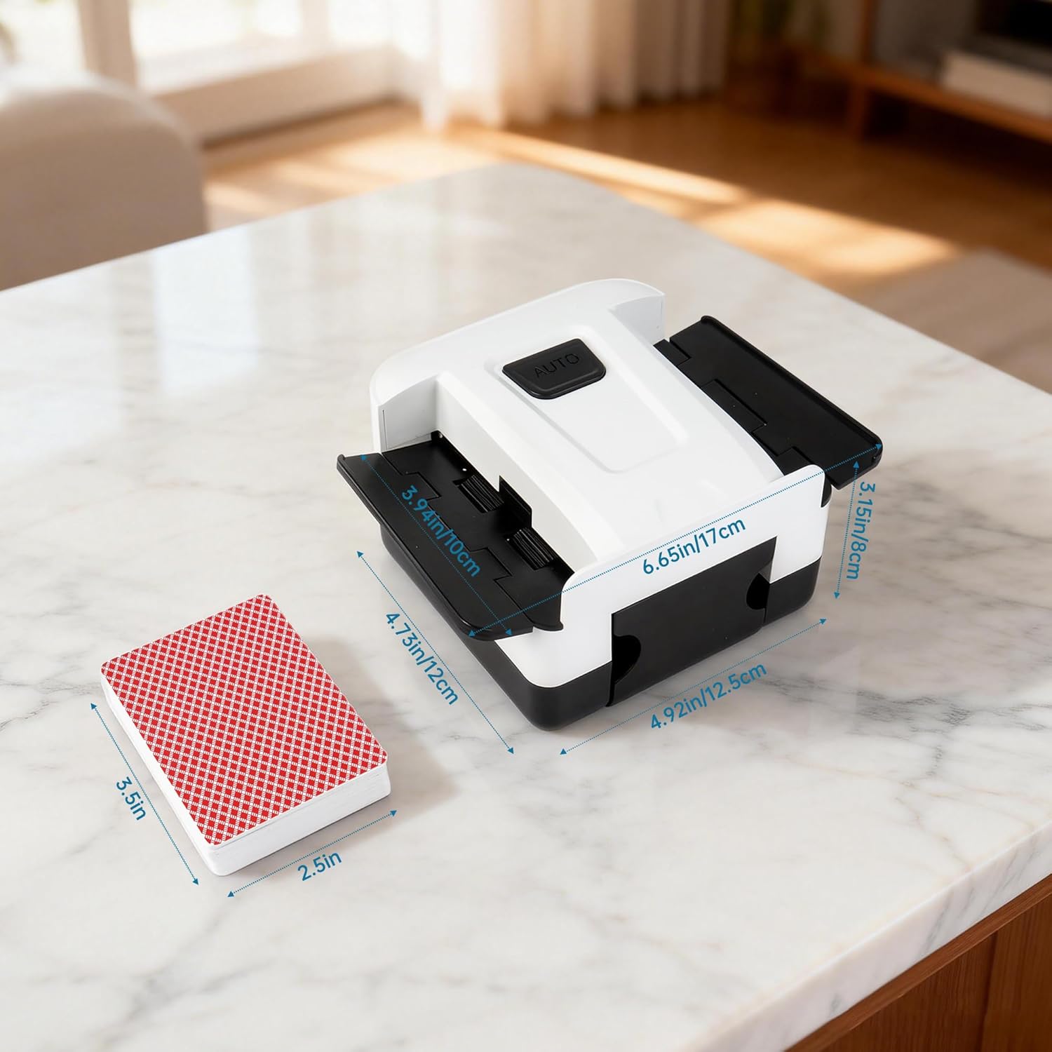 SirShop Automatic Card Shuffler for 1-2 Decks, Playing Card Shuffler with One-Press AUTO, Portable Card Shuffler Machine for Poker, Blackjack, Skip-Bo, UNO, Phase 10 and More