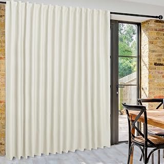 DWCN Privacy Room Divider Blackout Curtain - Patio Sliding Door Curtains, Extra Wide Thermal Curtains with Back Tab & Rod Pocket for Living Room and Bedroom Partition, 120 x 84 Inches, Ivory