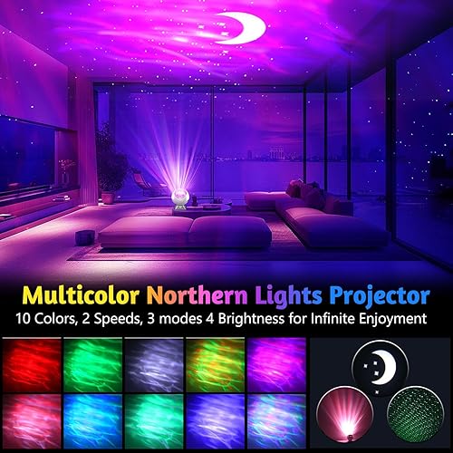 Miniatura 2 de Proyector de luz nocturna para niños, 3 en 1, lindo proyector de estrella de ciervo, 7 películas y 8 ruidos blancos, decoración de habitación de