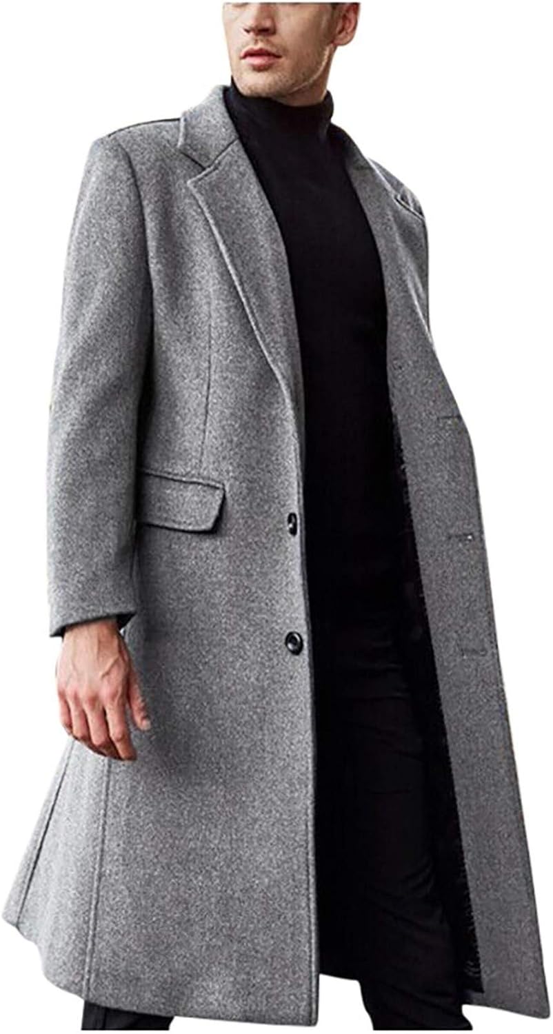 Trench Veste Hommes Pardessus Slim Fit Coupe-Vent Taille Plus