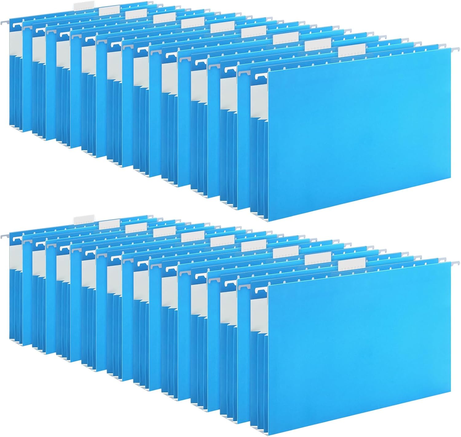 20 Pack Extra Capacity Hanging File Folders with Tabs Reinforced Legal Size Hanging Folders Expandable, Heavy Duty 2 Inch Expansion Designed for Bulky Files Medical Charts(Blue)