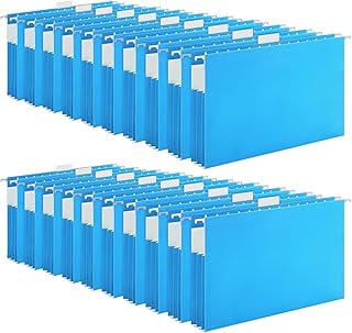 20 Pack Extra Capacity Hanging File Folders with Tabs Reinforced Legal Size Hanging Folders Expandable, Heavy Duty 2 Inch Expansion Designed for Bulky Files Medical Charts(Blue)