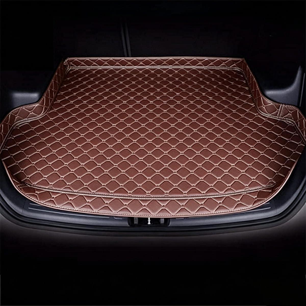 NIKTVEZ Car Leather Boot Liners, for Volkswagen Golf 2014-2020 Sedan Waterproof Boot Mats Cargo Tray Protector Liners Wear-Resistant Protector Pad Interior Accessories,C