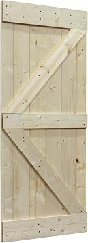 TMS 36 x 84 Unfinished Solid Core Plank Knotty Pine K Shape DIY Barn Wood Sliding Interior Door