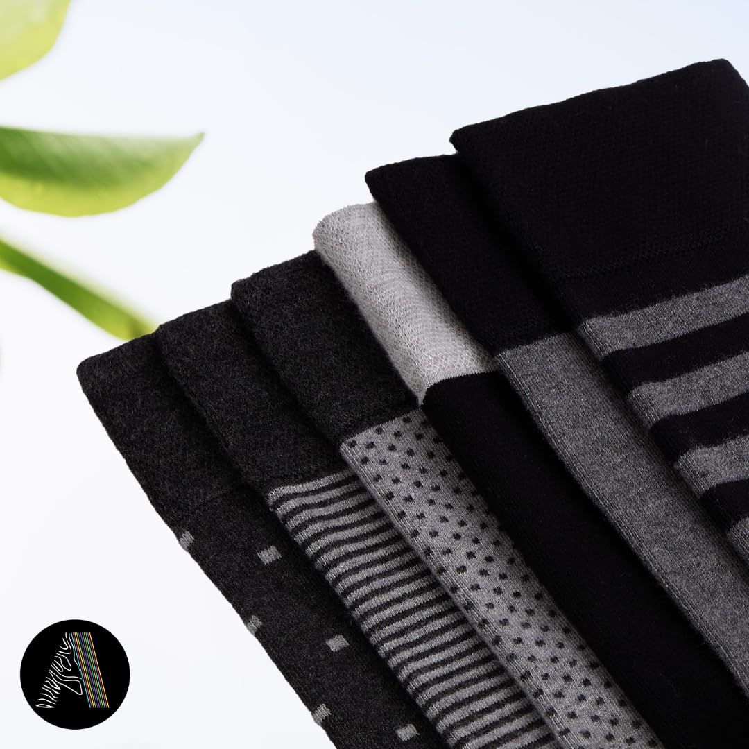 Calcetines de vestir de rayón de bambú para hombre, 6 pares con caja de regalo, sin costuras, absorben la humedad, suaves, sin olor, talla 8-12
