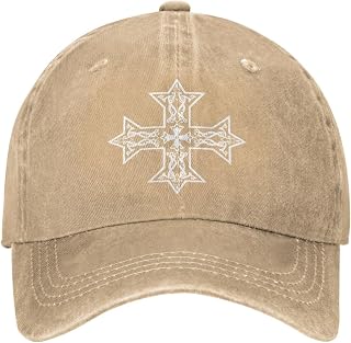 White Orthodox Cross Baseball Cap Washed Denim Dad Hat for Men Women Vintage Hats