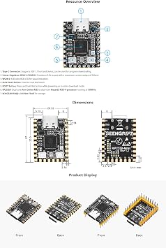 RP2350-MINI Development Board with Pi RP2350A Dual-Core Dual-Architecture Microcontroller, Compact PCB, USB-C, GPIO Access, Ideal for DIY & Embedded Projects with Pre-soldered Pinheader