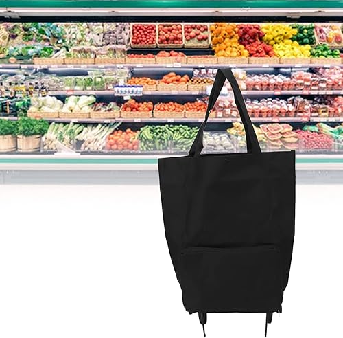 Miniatura 2 de Carrito de compras plegable con ruedas, bolsas de comestibles reutilizables multifuncionales, color negro