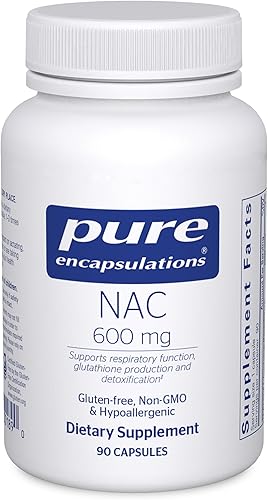 Pure Encapsulations NAC 600 mg - Suplemento NAC de N-acetil cisteína para salud pulmonar y apoyo inmunológico, apoyo hepático y antioxidantes* - con