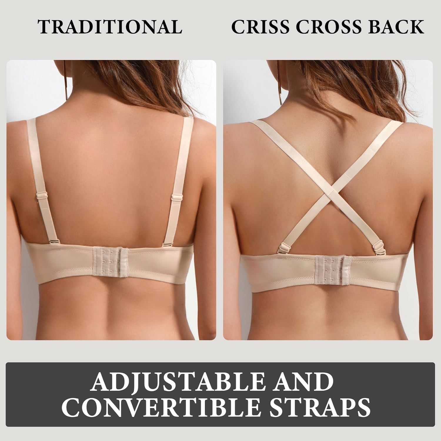 Women's Push Up Padded Bra Seamless T-Shirt Underwire Plunge Bra Add One Cup - Image 4