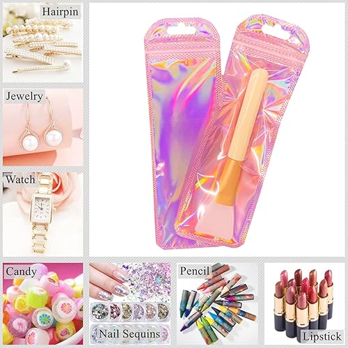 Miniatura 6 de Paquete de 100 bolsas de embalaje holográficas con cuentas para bolígrafos, bolsas resellables para bolígrafos de cuentas, recuerdos de fiesta de