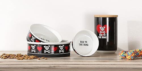 Miniatura 6 de Bone Dry Cuencos de cerámica para alimentos y agua para mascotas antideslizantes para una alimentación segura, menos desordenada, aptos para