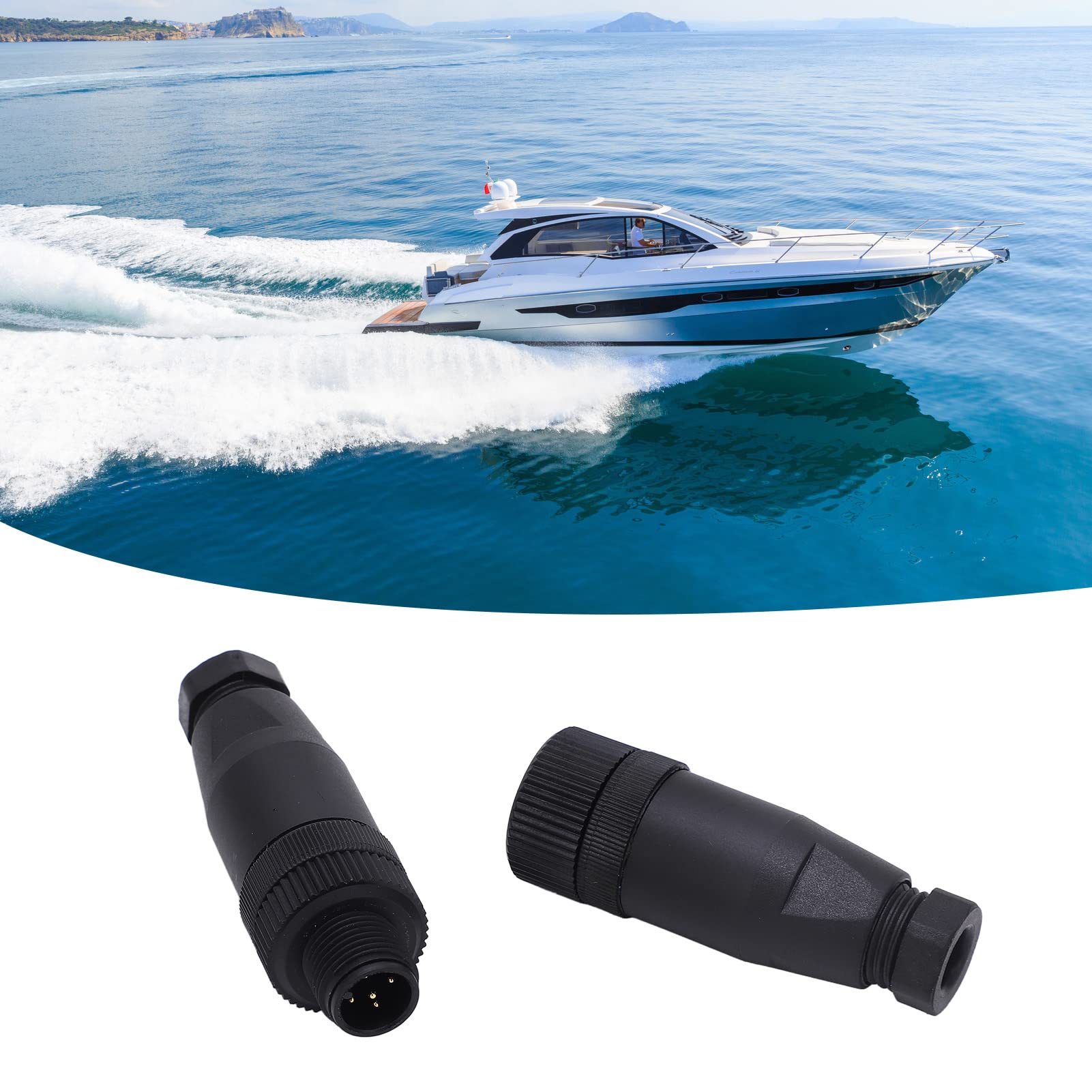 Connettore NMEA 2000 Maschio/Femmina ABS M12 5 Pin 9A, Terminatore Resistente al Calore e UV per Applicazioni Marine