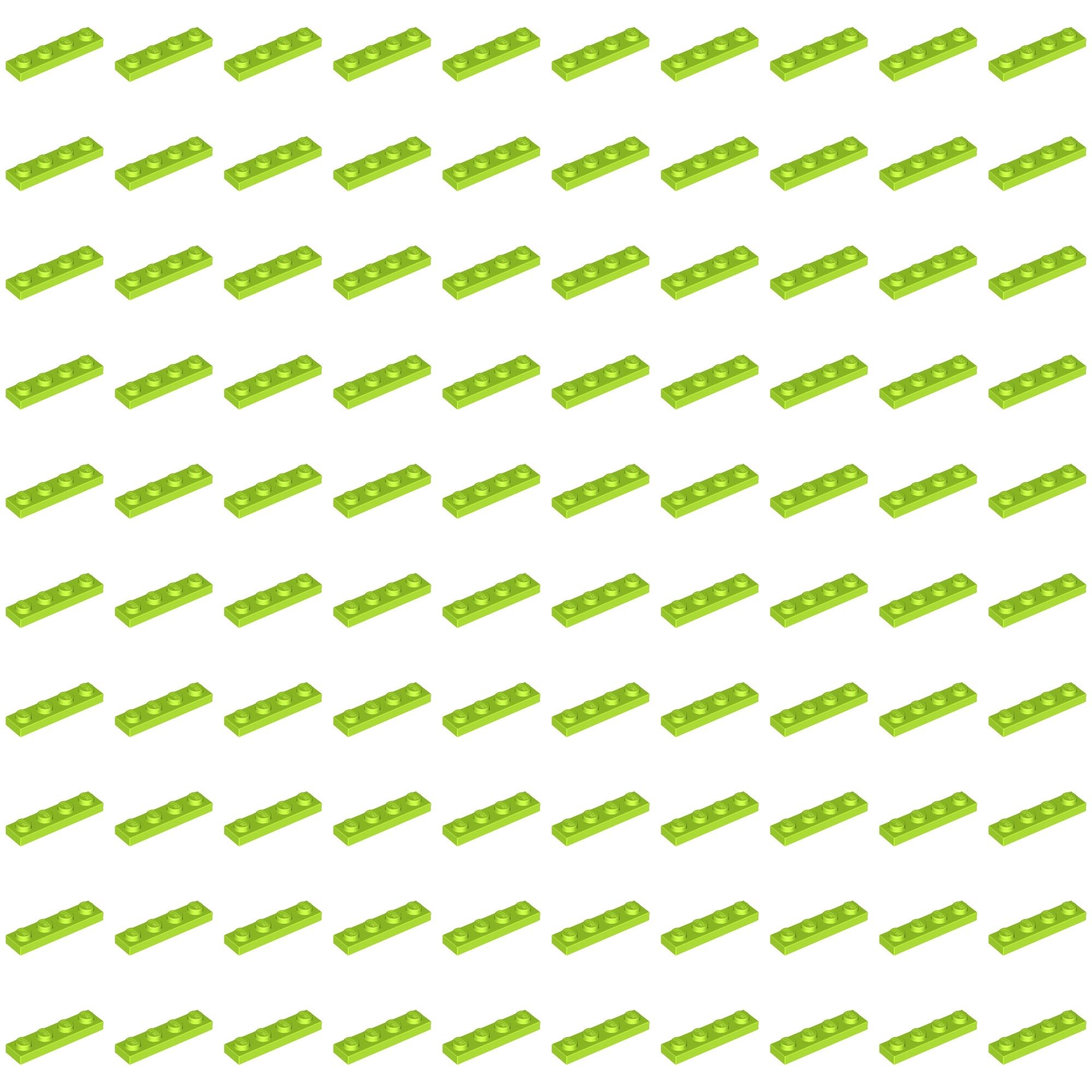 LEGO Plate 1x4, Building Brick Part 3710 (Lime, 10, Bricks) โ image 1