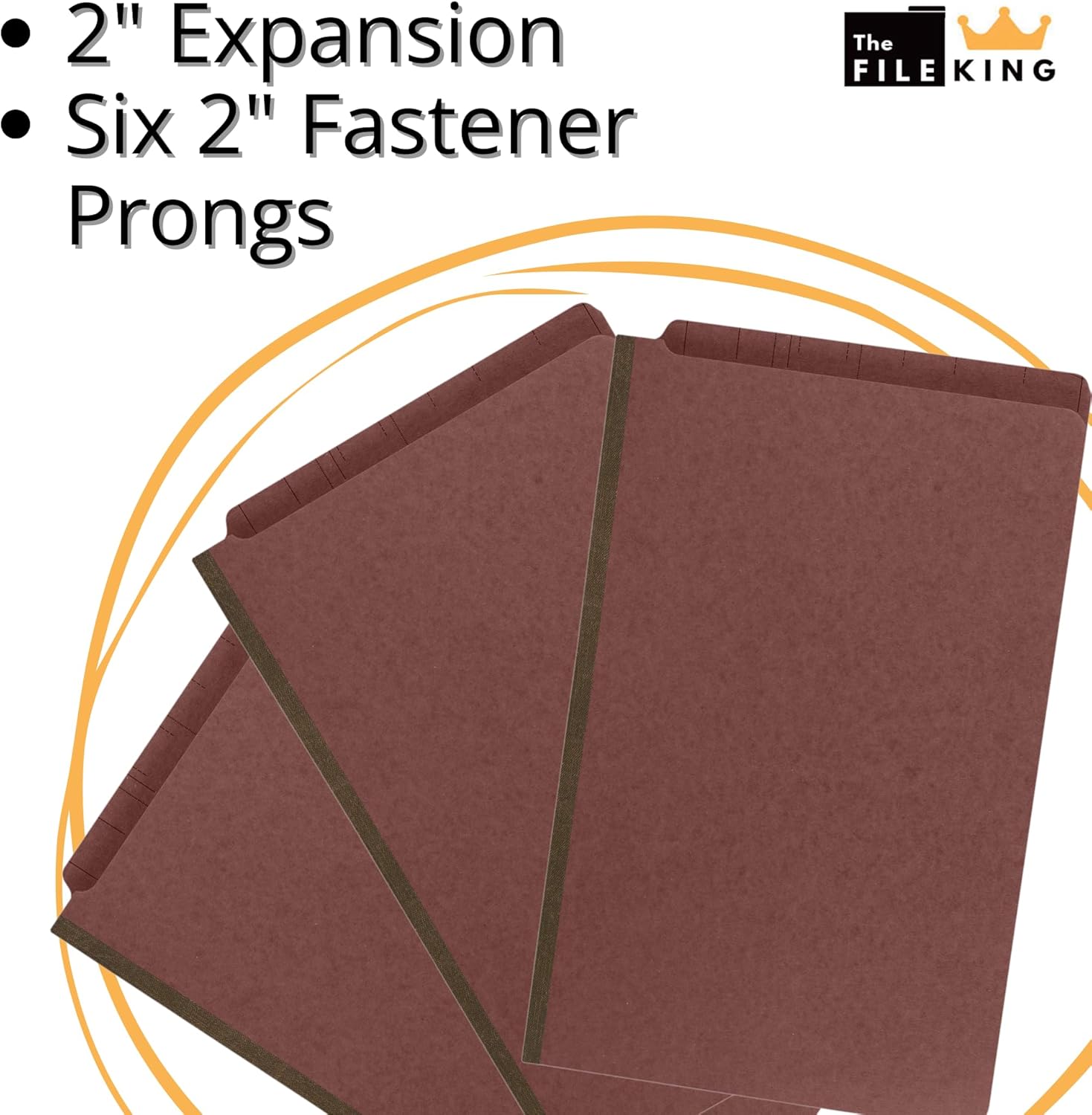 The File King Classification Folders 2 Dividers Legal Size - 10 Pack, Brick Red Pressboard | End Tab Legal File Folders with Prongs | Made in America | 2" Expansion for Shelf Filing | 6 Fasteners