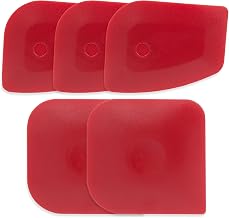 Pan Scraper 5PCS Plastic Scraper Set,Food Scraper Tool for Cast Iron, Pot and Pan Cleaning,Pan Scraper Tool for Cleaning Grease Burnt Food,Scraper Tool Kitchen (5, Red)