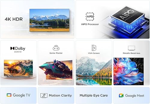 TCL 65V6C 65 Pouces Direct LED Smart TV 4K HDR Powered by Google (Dolby Audio, Motion Clarity, Compatible avec Google Assistant & Alexa, 2025 New Model) - 4