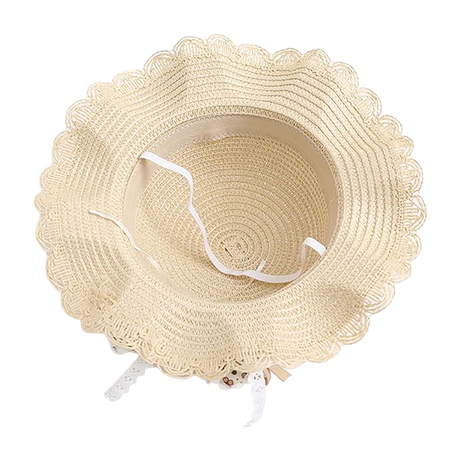 Chapeau de Paille Fille avec Sac en Paille Décoration Noeud Papillon Enfant 3-7 Ans Plage