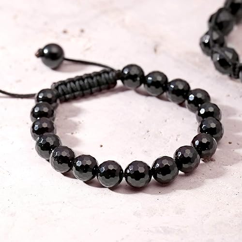 Miniatura 3 de Pulsera unisex con piedras preciosas azules, turquesa, negro, ónix, marrón, ojo de tigre, howlita blanca, inspiradas en Shamballa, apilable de 0.394