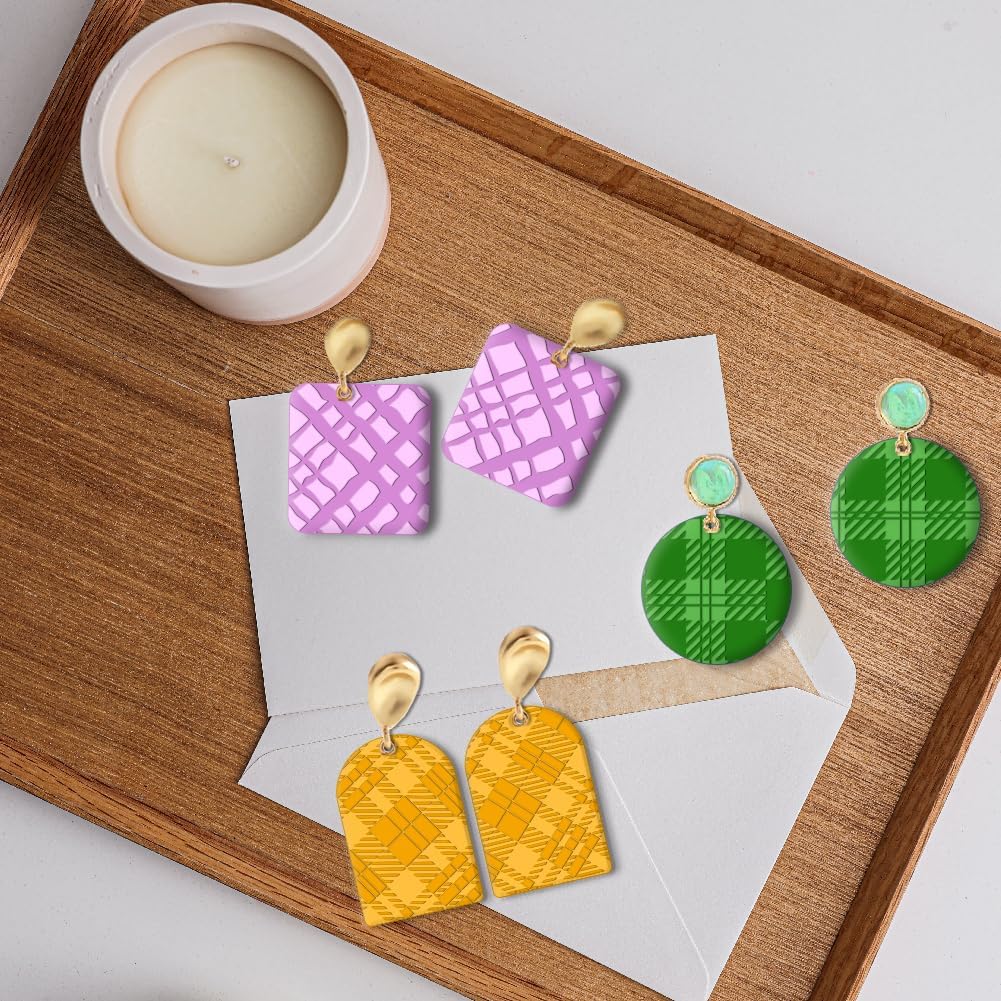 CHGCRAFT Plaid Silicone Clay Texture Mat Silicone Texture Stamps Clay Modeling Pattern Pad for DIY Clay Jewelry Earrings Clay Mat Stamps for Decorative Card Making