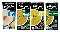 Vista 1 de Imagine Organic Soup Variety Pack: Puerro cremoso de patata, brócoli, guisantes dulces, súper verdes, 32 onzas (paquete de 4) L8
