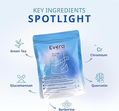 Go Lean Plus, 227g (28 Day Supply) | Weight Management, Supports Blood Glucose Level | Tropical Fruit Flavour | Green Tea, Glucomannan & 20 Essential Vitamins & Minerals