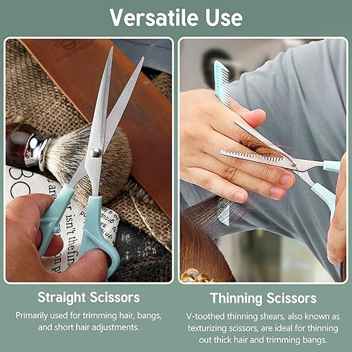 Miniatura 4 de Tijeras de corte de cabello y tijeras de adelgazamiento, paquete de 2 tijeras profesionales de peluquería de acero inoxidable de 6 pulgadas con