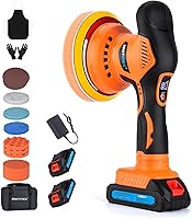 Protmex Cordless 21V Car Buffer Polisher Kit: 2x2000mAh Batteries, 6-Speed 6-Inch Waxer with 18 Attachments