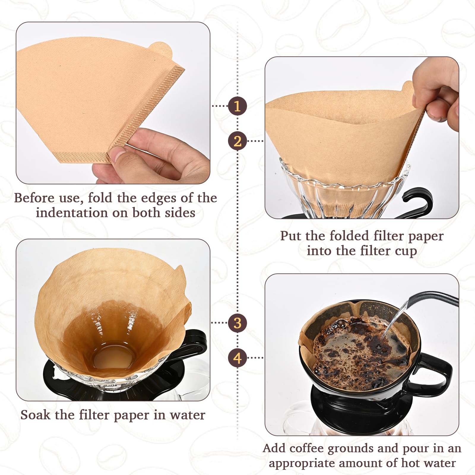100 Count 2 Cone Coffee Filters Unbleached Natural Paper No Blowout Tear-Resistant Compostable Fits 2-6 Cup Makers Pour-Over — view 5
