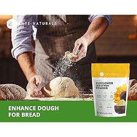 Kate Naturals Sunflower Lecithin Powder for Baking Bread, Gummies, Cooking. Lecithin Supplement for Clogged Milk Ducts. Substitute for Soy Lecithin Powder (12oz, Non-GMO)