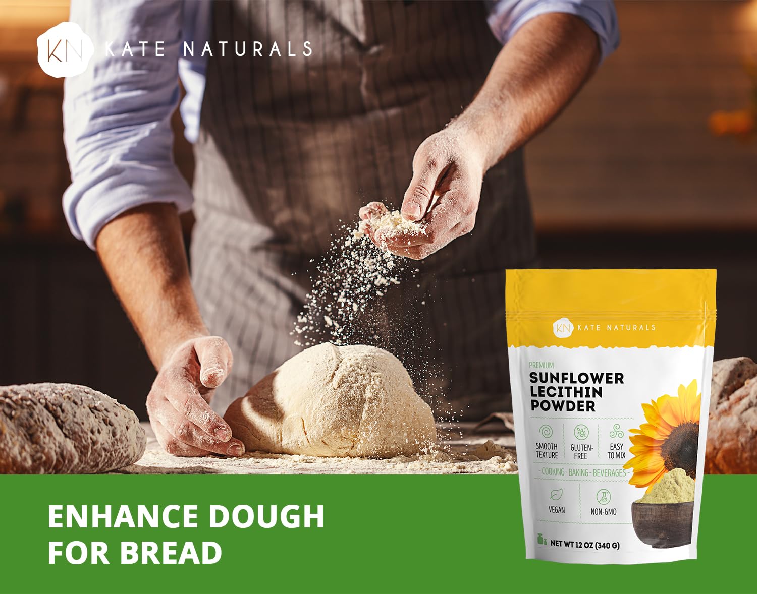 Kate Naturals Sunflower Lecithin Powder for Baking Bread & Cooking (12oz) — Amazon image 4