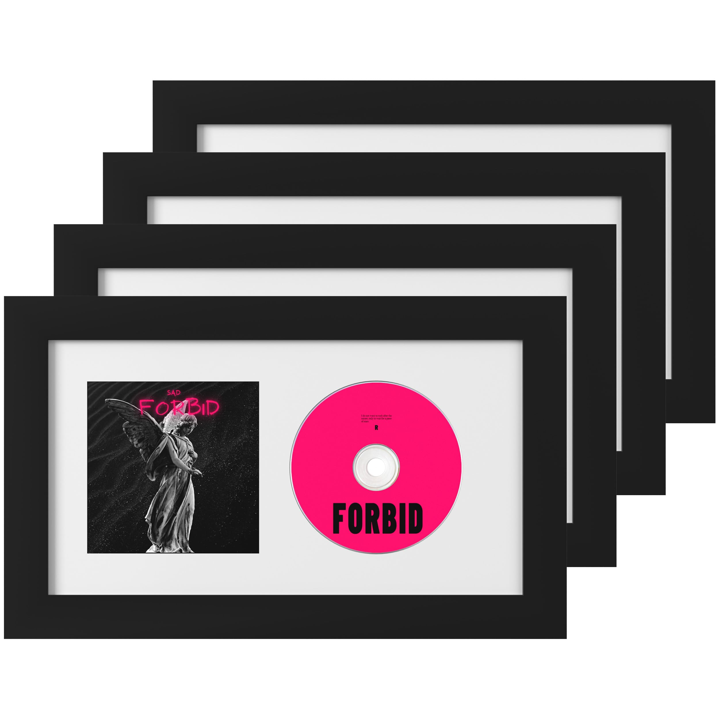 eletecpro CD-Rahmen 16 x 30 cm, klassischer CD-Display-Rahmen aus technischem Holz und Acryl-Abdeckung für Musik-Disc und Booklet, signierte Album-Wandvitrine mit 2 Matten für 4 Farben, Heimdekoration