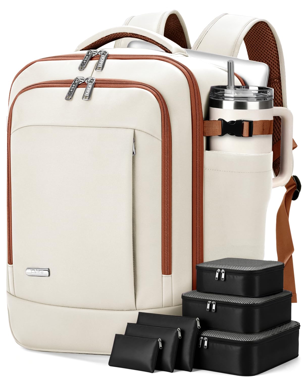 Lekespring Handgepäck Rucksack 40x20x25 cm für Ryanair, Reiserucksack mit 6 Packing Cubes, Kabinentasche für Flugzeug, Business, Arbeit, Weekender & Kurztrip