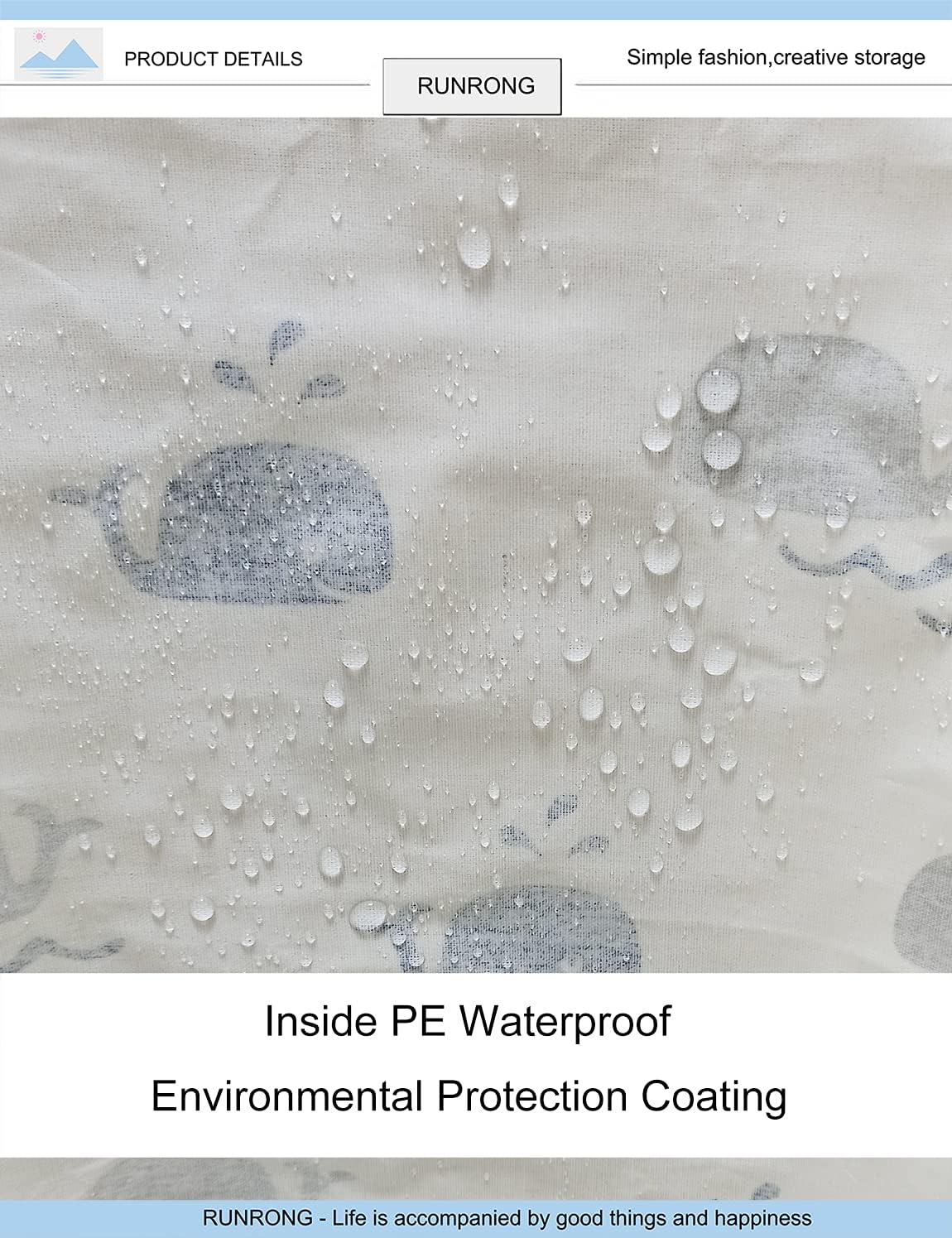 RUNRONG Large Size Round Storage Basket Foldable Waterproof Canvas Laundry Hamper with Handles Nursery Organizer for Bedroom /Living Room/Bathroom(Round Swimming Whale) : Baby