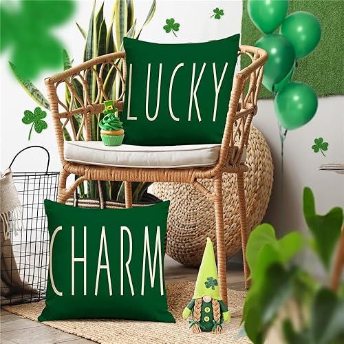 Miniatura 4 de KISVODS Juego de 4 fundas de almohada del Día de San Patricio, decoración del día de San Patricio, fundas de almohada de lino rústico para el día de