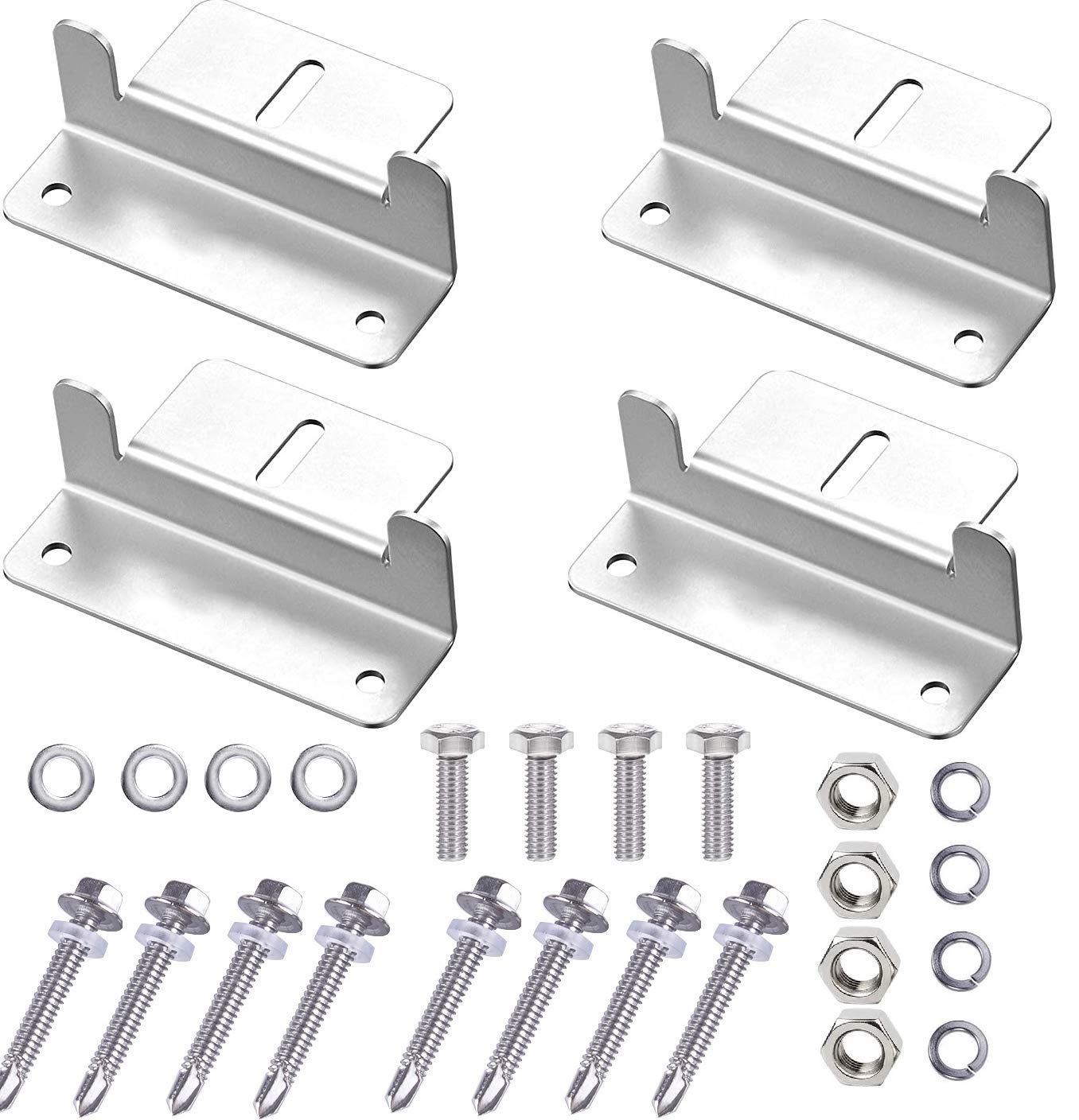Kit De Fixation Pour Panneau Solaire - 4 Supports En Alu Anodisé - Installation Rapide Sans Vis