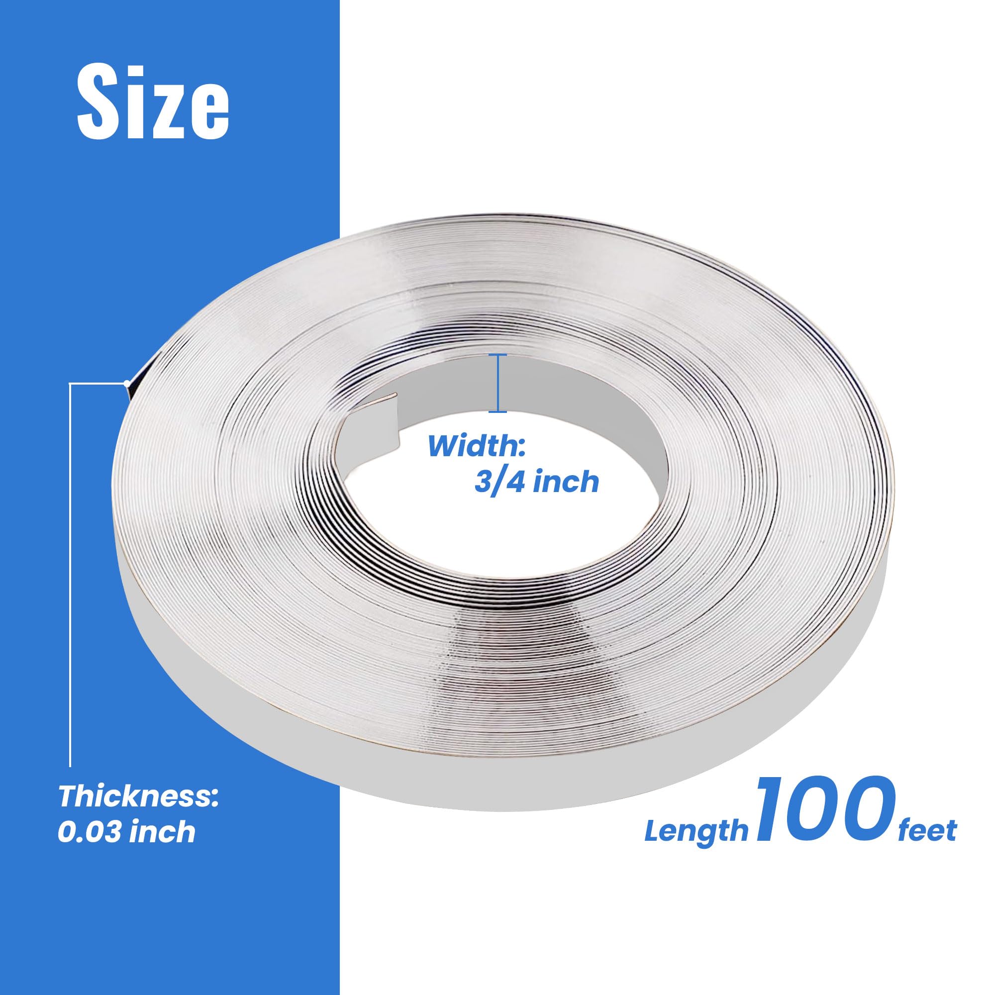 U.S. SOLID Edelstahl-Umreifungsbandspule, Hochleistungs-Umreifungsband 19 mm x 0,5 mm x 30 m