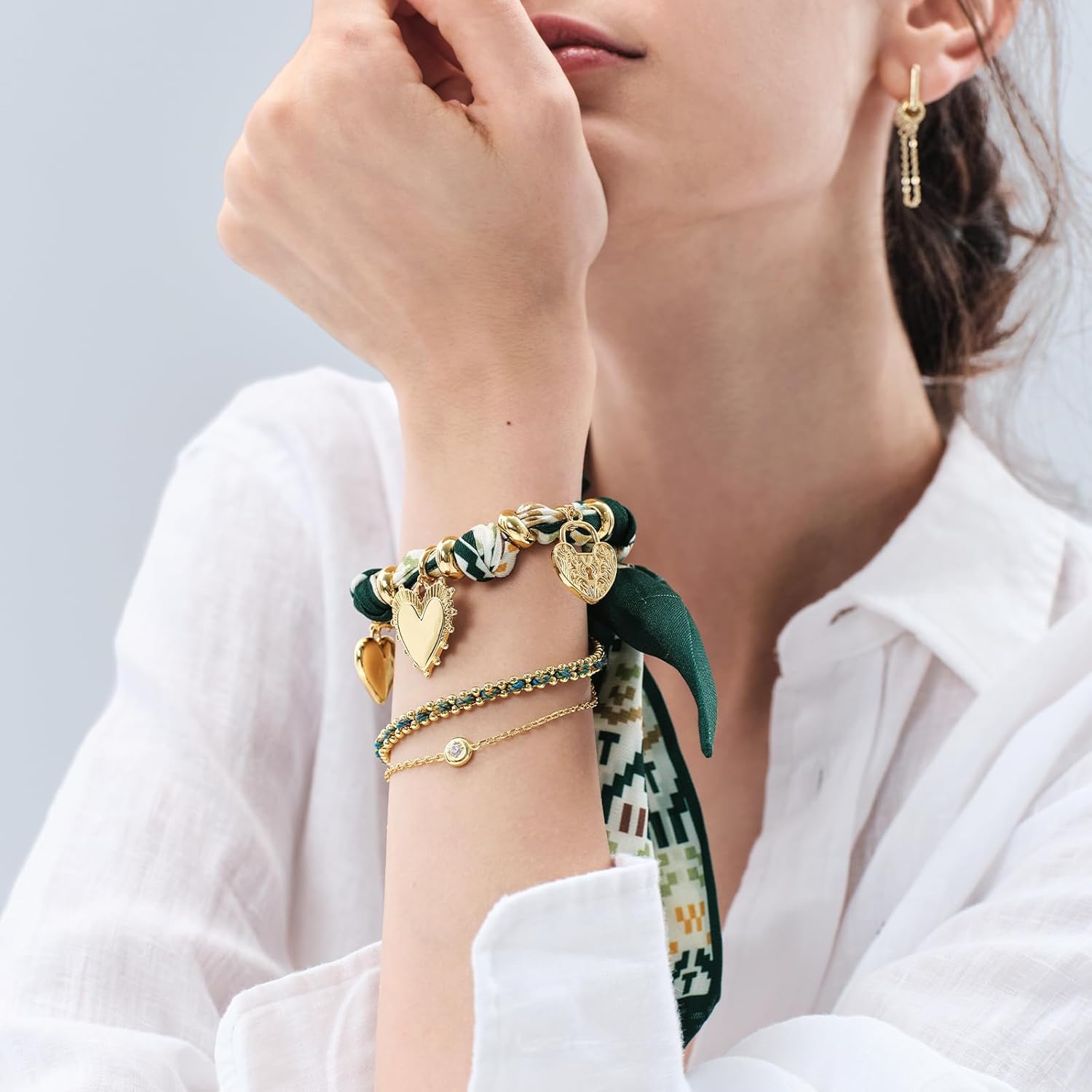 KissYan Scarf Necklace for Women, Bandana Charm Choker with 14K Gold Plated Detachable Star Moon Heart Pendant Fashion Jewelry Gifts - Image 3