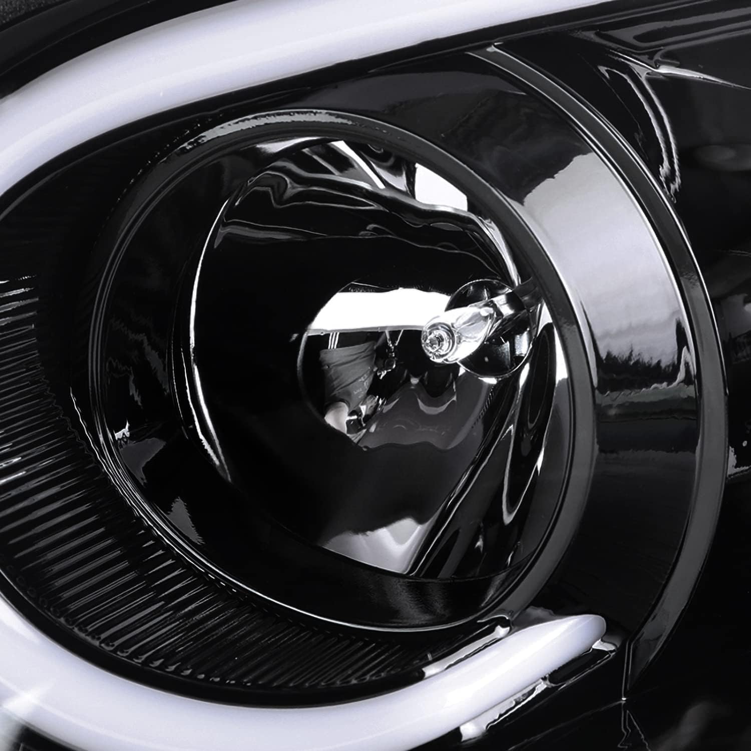 SPEC-D TUNING Jet Black Projector Headlights w/LED Light Bar Compatible with 2004-2005 Subaru Impreza RS/WRX/Outback/STI, Left + Right Pair Headlamps Assembly