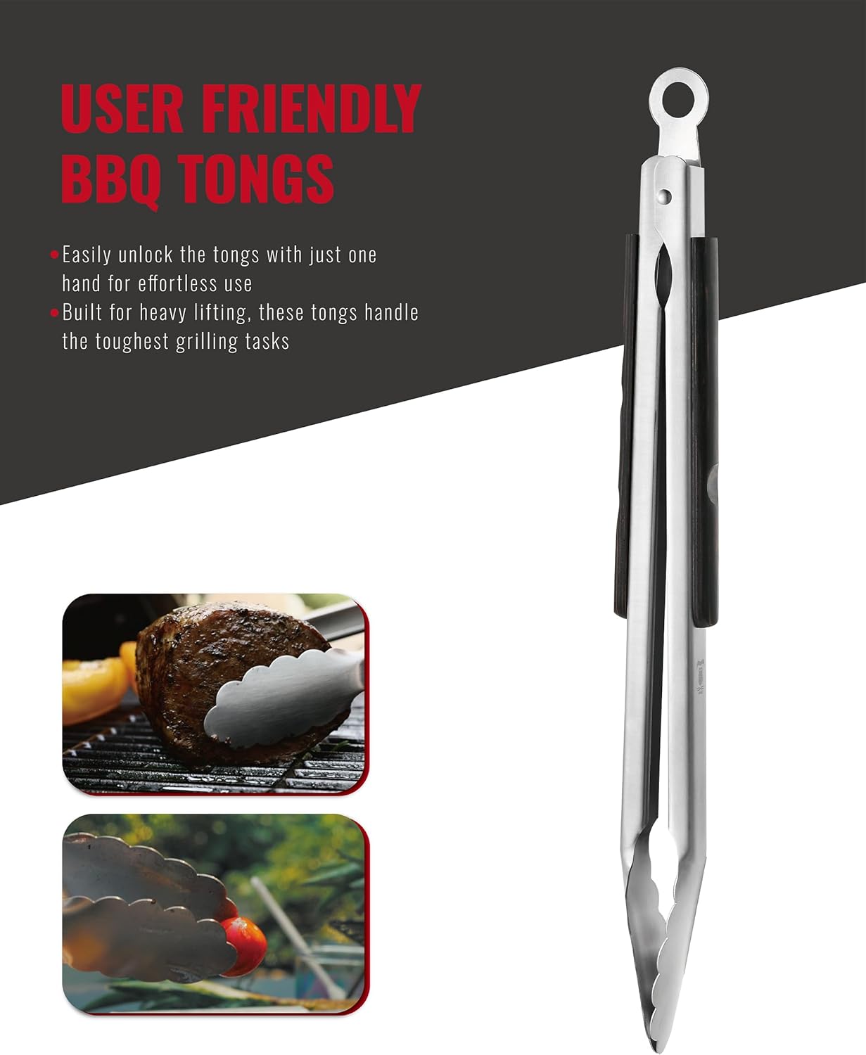 Stainless Steel BBQ Tool Set | Dark-Dyed Wood Handles | Heavy Duty Grilling Accessories | 3-Piece Outdoor Barbecue Grill Utensil Set with Spatula, Fork, and Tongs - Ideal Gift for Men… - Image 5