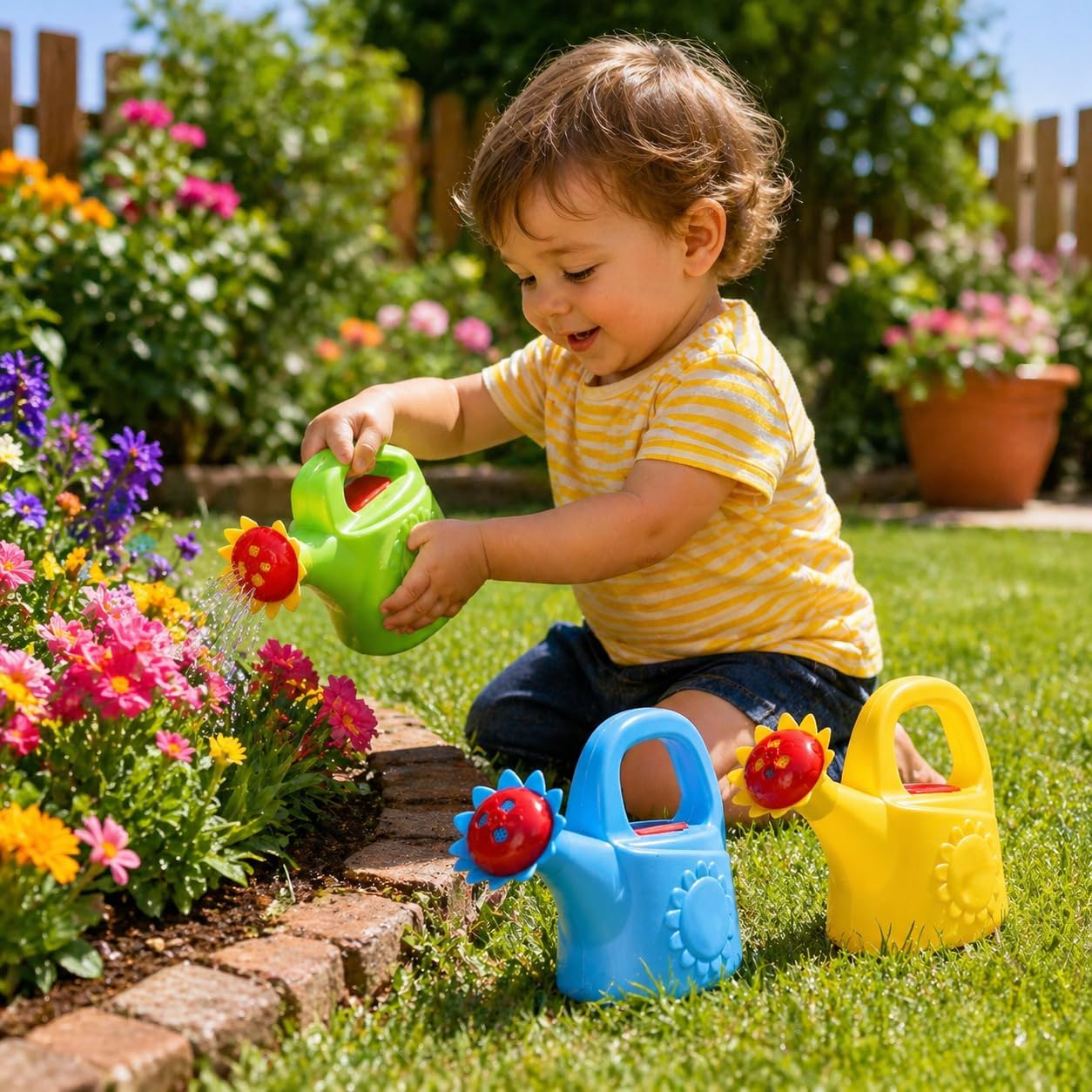 Garneck 3pcs Kids Watering Can Bath Toy Set: Toddler Small Watering Cans for Kids Plastic Garden Water Play Toys Boys Girls Indoor Outdoor Pretend Play Beach Backyard Fun(Random Styles) image 3