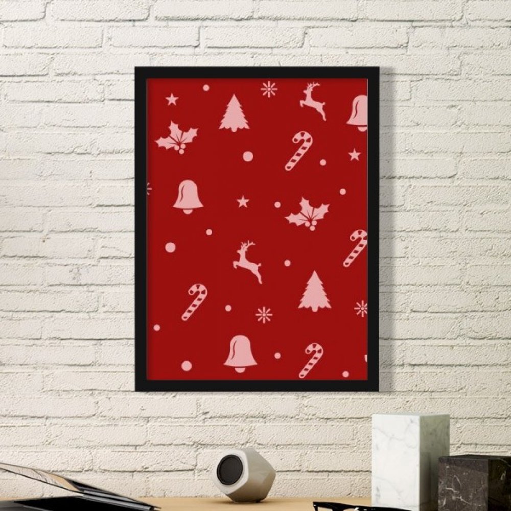 Cadre photo motif Noël rouge elfe affiche artistique pour décoration murale